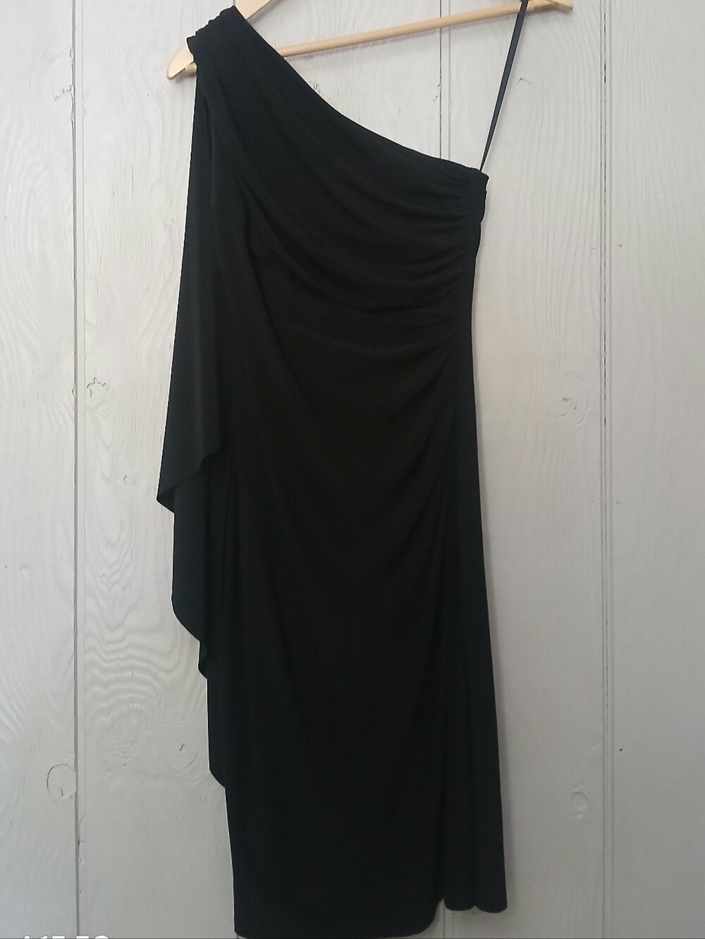 Lauren Ralph Lauren Black One-Shoulder Draped Dress Size 2